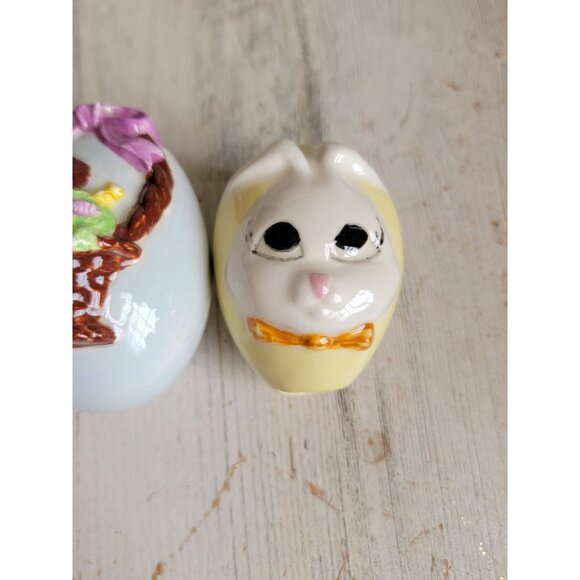 Ceramic Easter egg chocolate bunny set spring rabbit decor figure - Picture 4 of 7